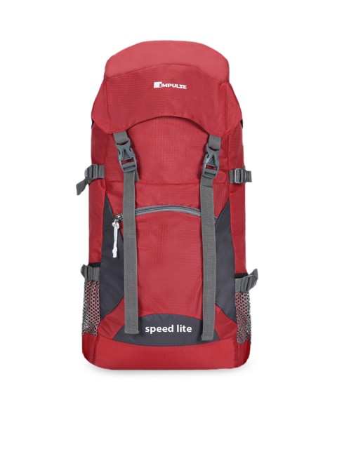 

Impulse Unisex Red & Grey Colourblocked Large 65 Litres Rucksack With Rain Cover