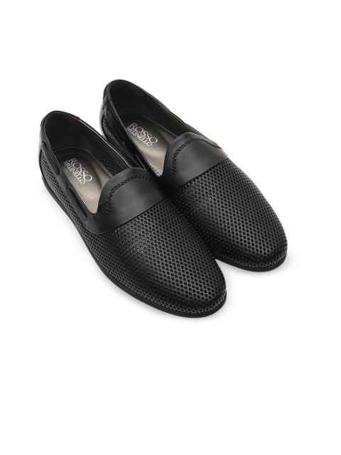 

ROSSO BRUNELLO Men Black Textured Leather Formal Loafers