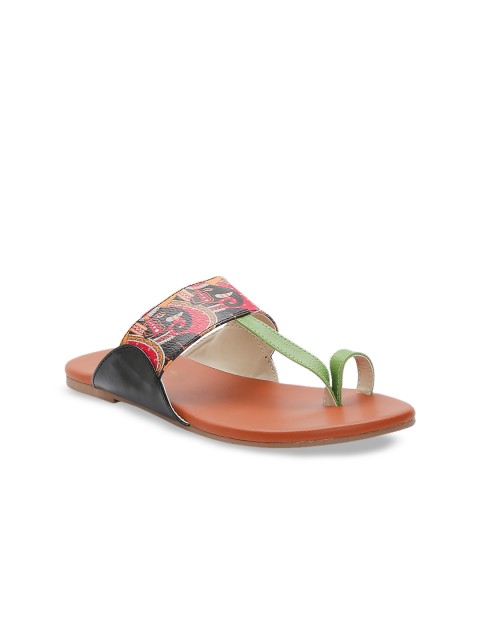 

Kanvas Women Brown Printed One Toe Flats