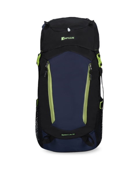

Impulse Unisex Black & Blue Colourblocked Large 65 Litres Rucksack With Rain Cover