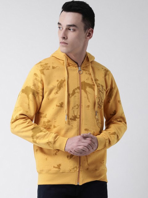 

Club York Men Yellow Printed Hooded Sweatshirt