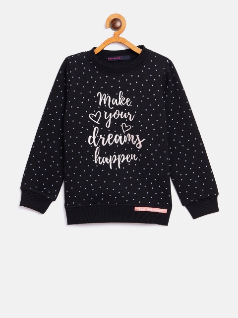

Nins Moda Girls Black Printed Sweatshirt