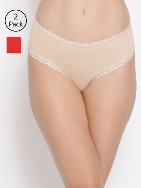 

Clovia Women Pack Of 2 Cotton Hipster Briefs COMPNC754S, Beige