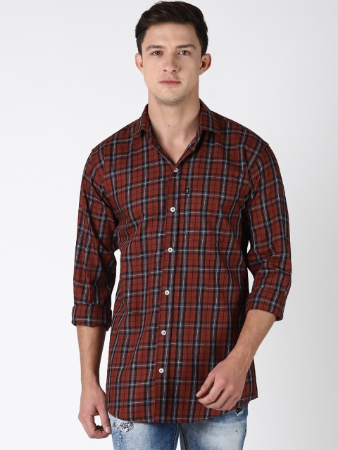 

LEVIZO Men Red & Black Regular Fit Checked Casual Shirt
