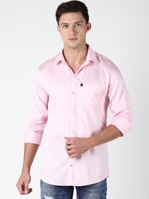 

LEVIZO Men Pink Premium Regular Fit Solid Casual Shirt