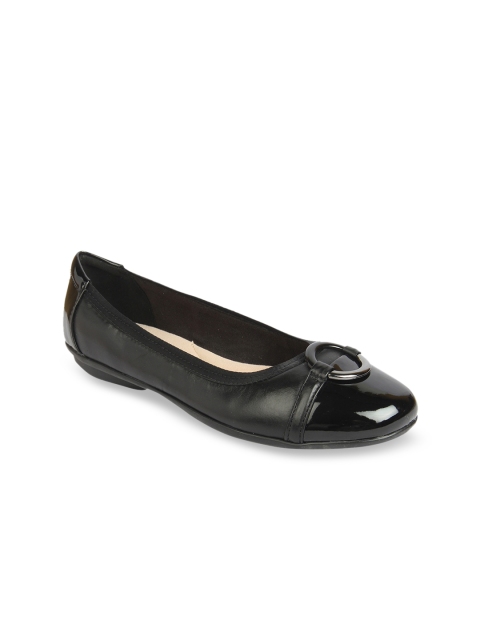 

Clarks Women Black Solid Leather Ballerinas