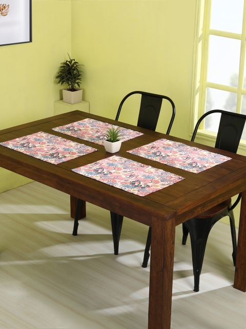 

Chumbak Set of 4 Pink & Blue Flora Forest Table Mats