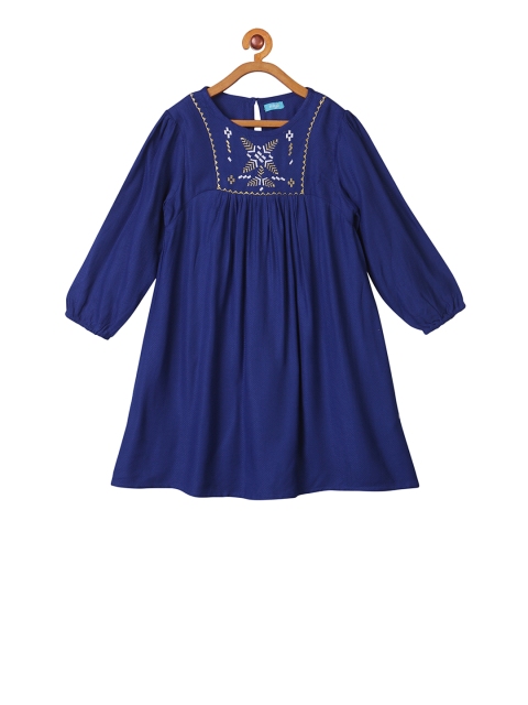 

Miyo Girls Blue Solid A-Line Dress