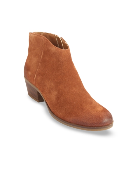 

Clarks Women Tan Brown Solid Mid-Top Heeled Suede Boots