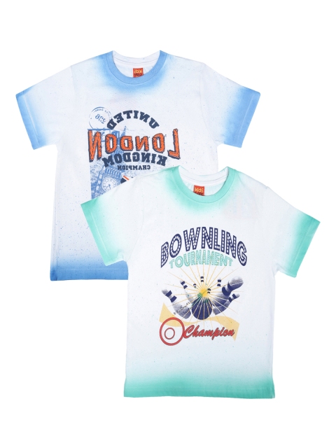 

Dollar Champion Kidswear Boys Pack of 2 Printed Round Neck T-shirt, Blue