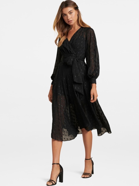 

Forever New Women Black Embellished Wrap Dress