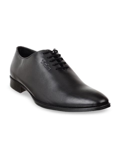 

Vardhra Men Black Solid Leather Formal Oxfords