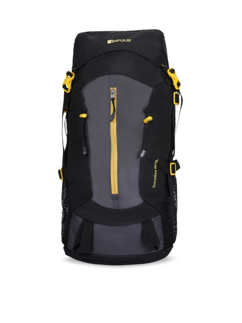 

Impulse Unisex Black & Grey Colourblocked Large 65 Litres Rucksack With Rain Cover