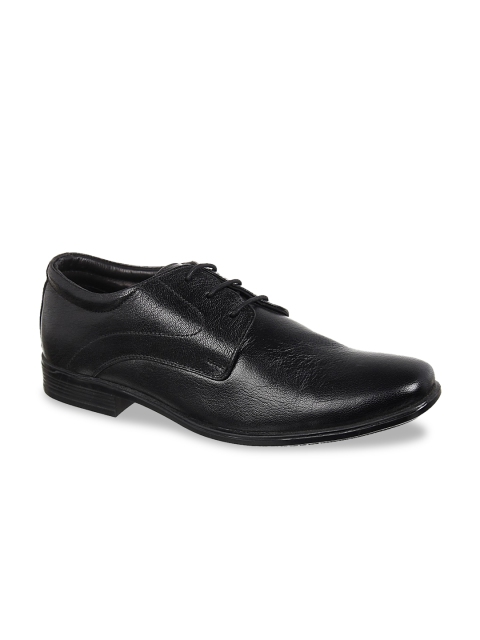 

Vardhra Men Black Textured Leather Formal Derbys