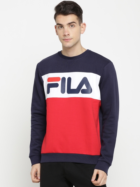 

FILA Men Navy Blue & Red Colourblocked Sweatshirt