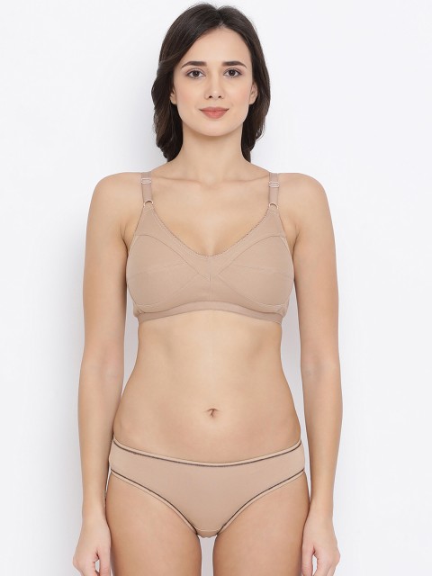 

Clovia Women Nude-Coloured Solid Lingerie Set COMBBP25932B