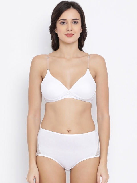 

Clovia Women White Solid Lingerie Set COMBBP62332B