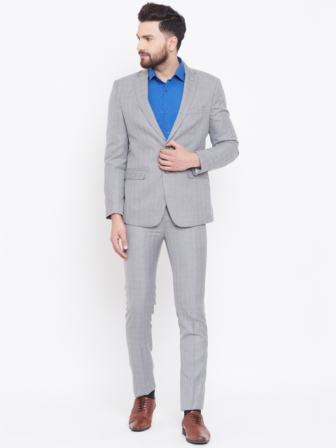 

Canary London Men Grey Checked Single-Breasted Slim-Fit Suit
