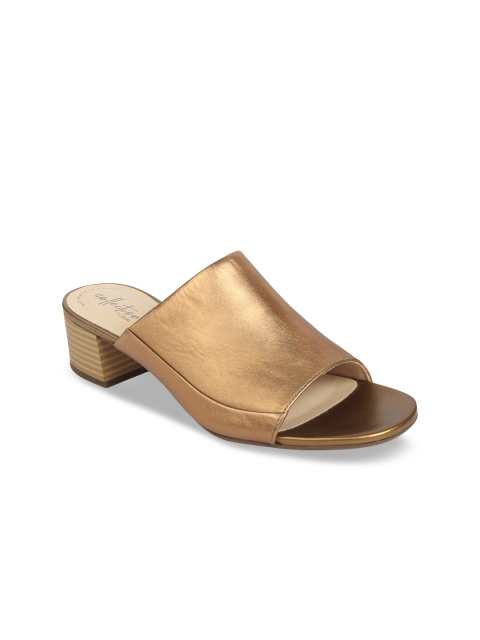 

Clarks Women Bronze-Toned Solid Leather Heels