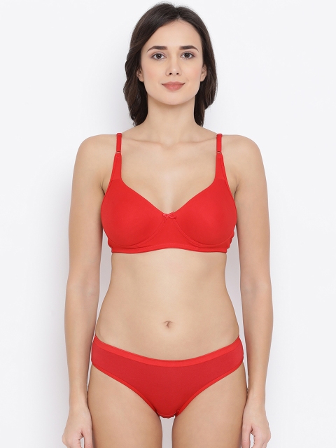 

Clovia Women Red Solid Lingerie Set COMBBP49832B