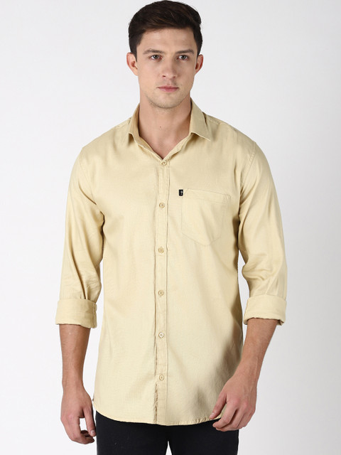 

LEVIZO Men Beige Premium Regular Fit Solid Casual Shirt