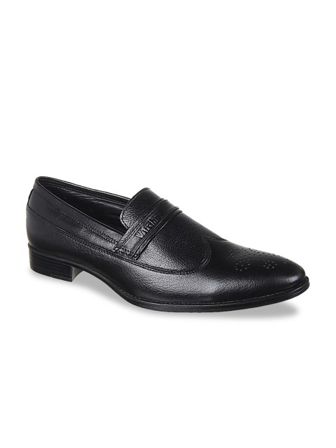 

Vardhra Men Black Textured Leather Formal Loafers