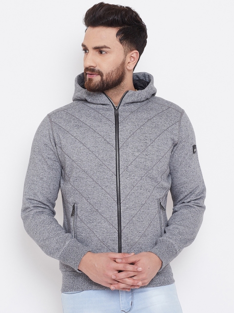 

Spirit Men Grey Solid Hooded Sweatshirt