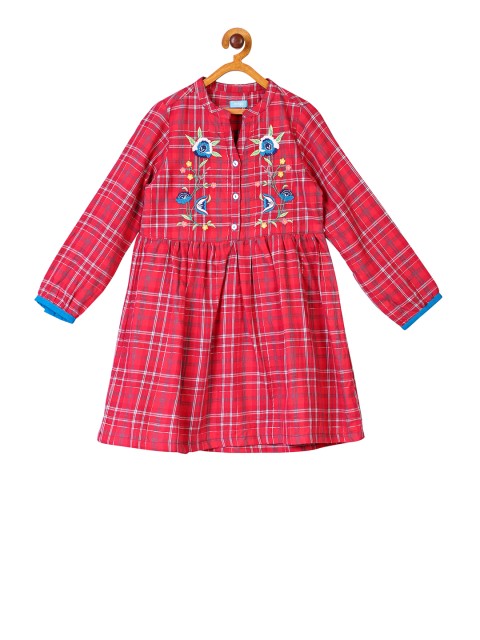 

Miyo Girls Red Checked A-Line Dress