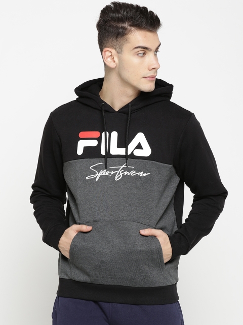 

FILA Men Black Colourblocked Hooded Sweatshirt