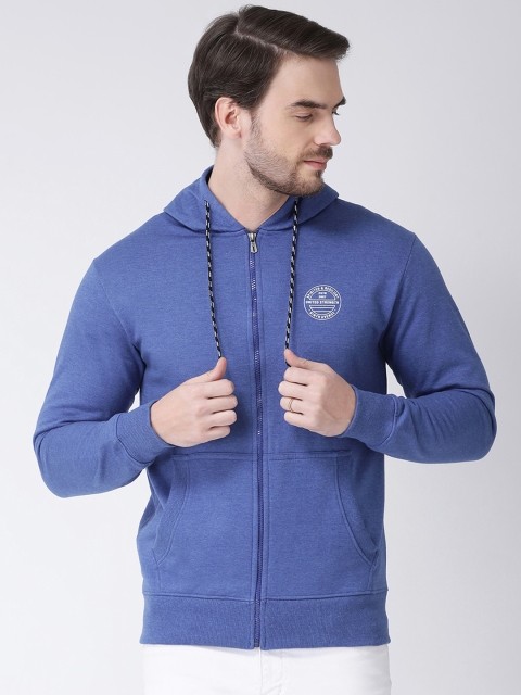 

COBB Men Blue Solid Hooded Sweatshirt