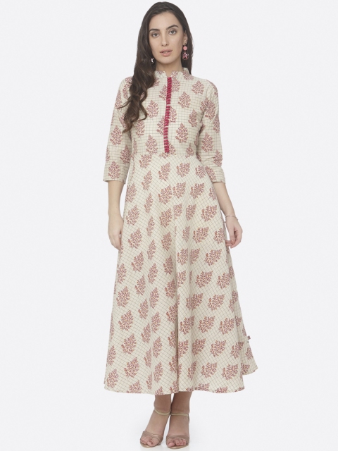 

RAISIN Women Beige & Purple Printed Ethnic Maxi Dress