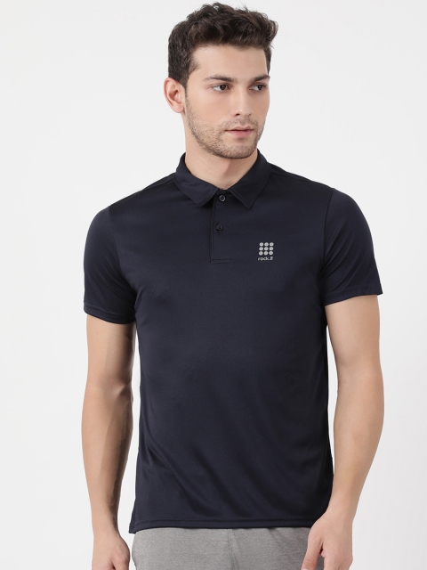 

rock.it Men Navy Blue Solid Polo Collar T-shirt