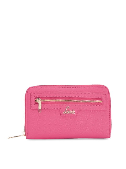 

Lavie Women Pink Solid Zip Around Wallet