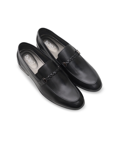 

Rosso Brunello Men Black Solid Genuine Leather Formal Loafers