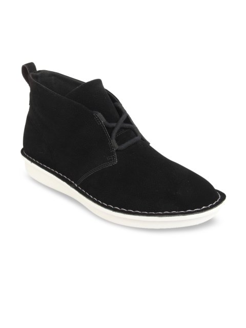 Clarks Men Black Solid Textile Mid-Top Derbys