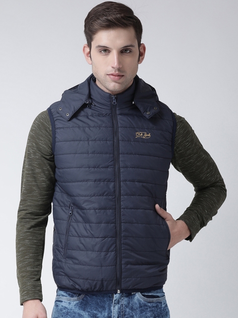 

Club York Men Navy Blue Solid Hooded Lightweight Puffer Jacket
