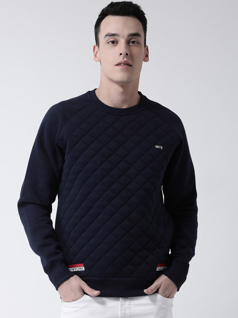 

Club York Men Navy Blue & Navy Blue Checked Sweatshirt
