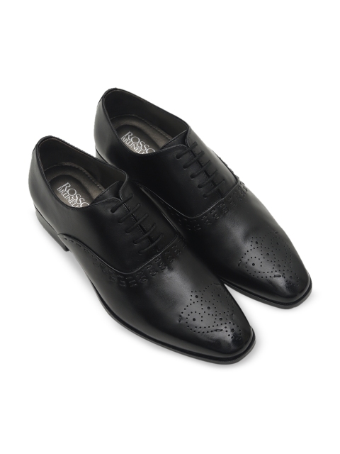 

Rosso Brunello Men Black Textured Leather Formal Oxfords
