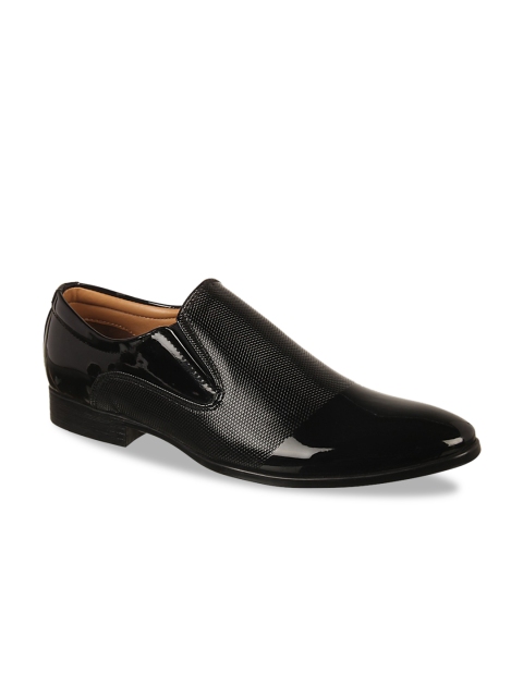 

Vardhra Men Black Textured Formal Slip-Ons