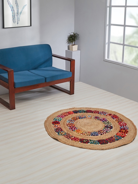 

Chumbak Mandala Brown & Red Jute & Cotton Blossom Circular Floor Dhurrie
