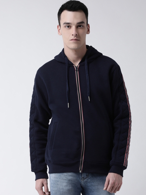 

Club York Men Navy Blue Solid Hooded Sweatshirt