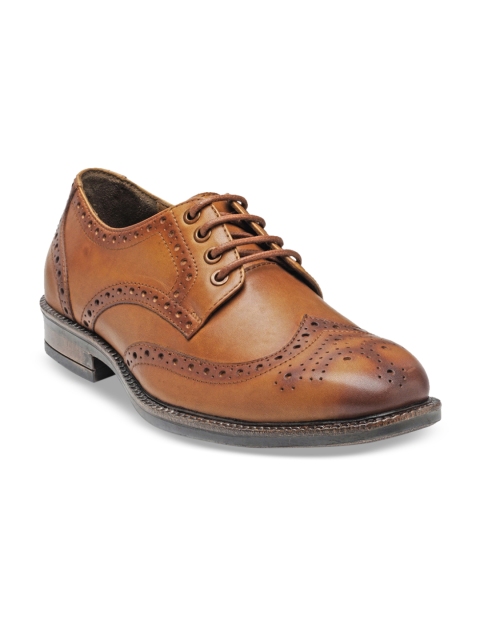 

Teakwood Leathers Men Tan Brown Textured Leather Formal Brogues