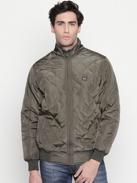 

BYFORD by Pantaloons Men Olive Green Solid Padded Jacket