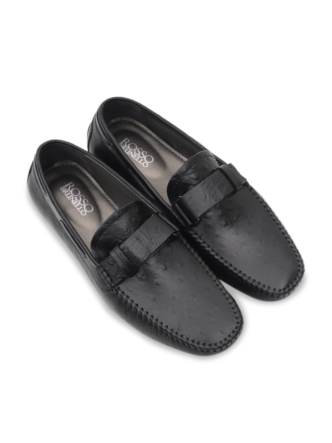 

Rosso Brunello Men Black Textured Genuine Leather Moccasins