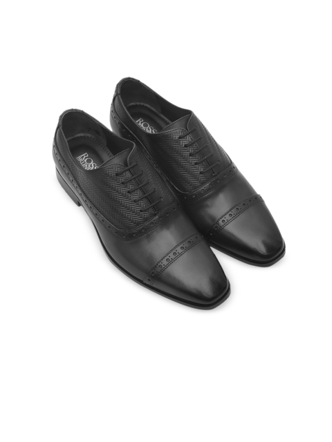 

Rosso Brunello Men Black Textured Leather Formal Oxfords