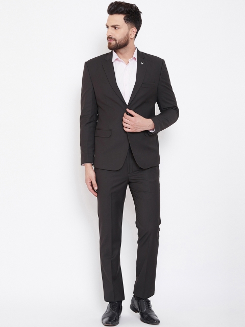 

Canary London Men Black Self-Design Single-Breasted Slim-Fit Suit