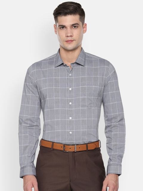 

Van Heusen Men Grey & Black Slim Fit Checked Formal Shirt