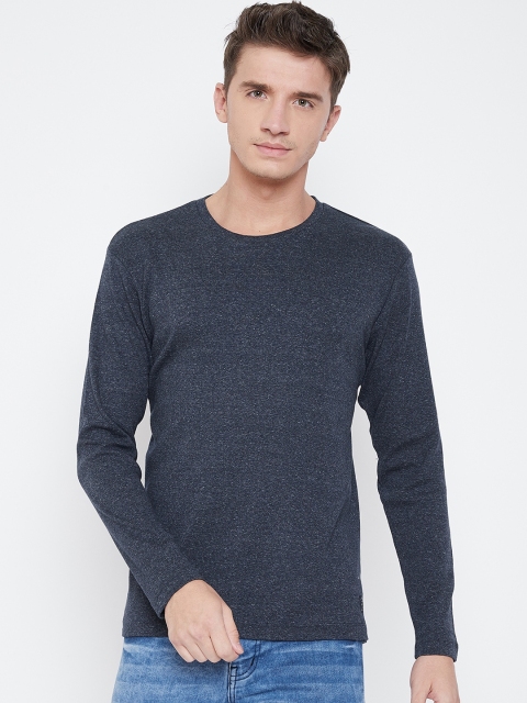 

METTLE Men Grey Solid Round Neck T-shirt, Grey melange