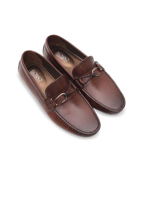 

Rosso Brunello Men Brown Solid Leather Loafers
