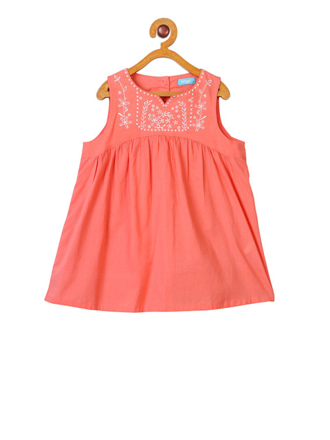 

Miyo Girls Orange Printed A-Line Top